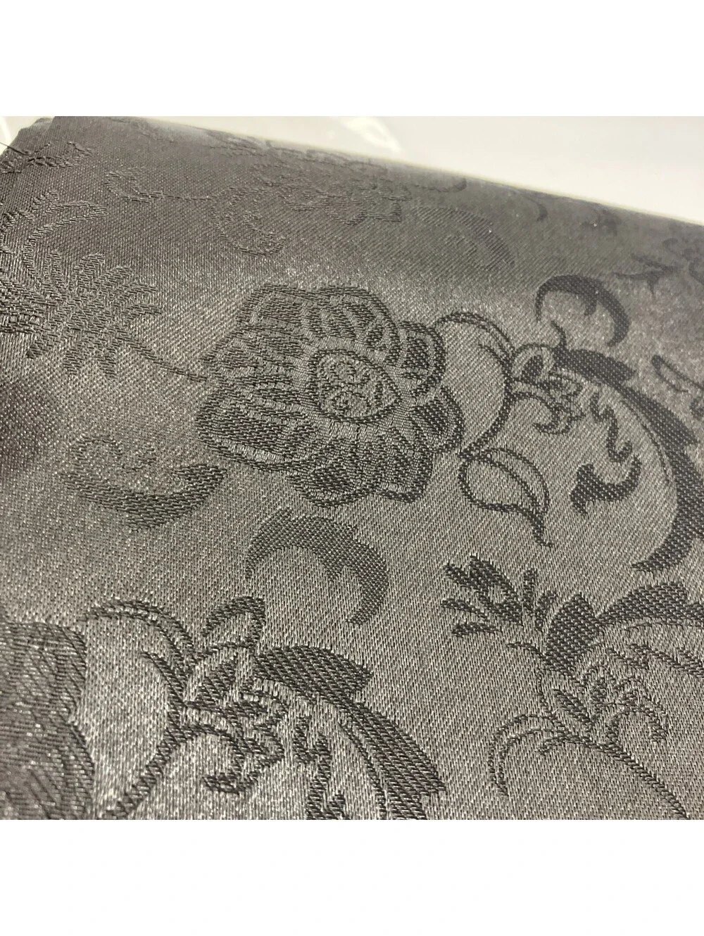 Black Polyester Shimmering Floral Pattern Fabric For Sewing 124x180in Heavy